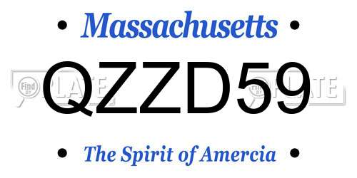 QZZD59 Massachusetts License Plate