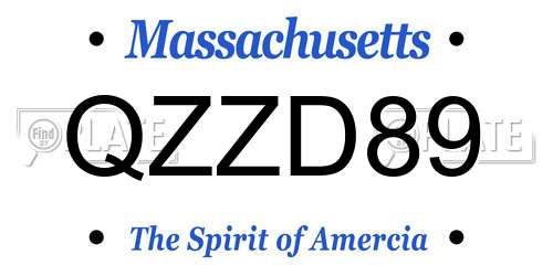 QZZD89 Massachusetts License Plate