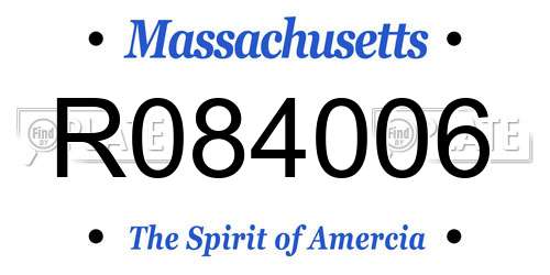 R084006 Massachusetts License Plate