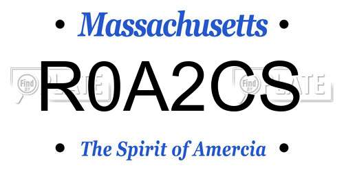 R0A2CS Massachusetts License Plate