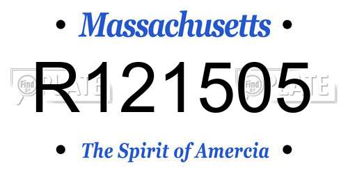 R121505 Massachusetts License Plate