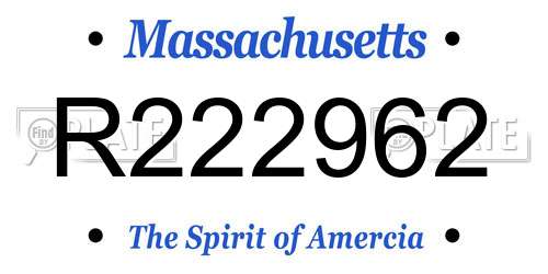 R222962 Massachusetts License Plate