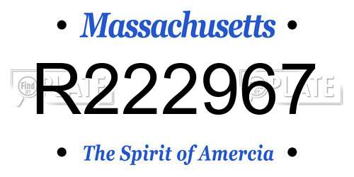 R222967 Massachusetts License Plate