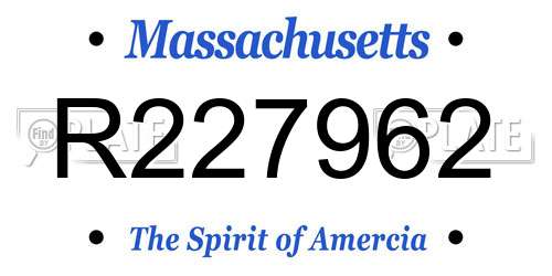 R227962 Massachusetts License Plate