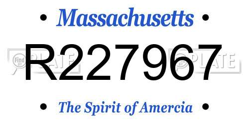R227967 Massachusetts License Plate