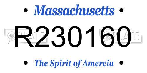 R230160 Massachusetts License Plate