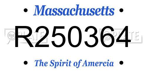 R250364 Massachusetts License Plate