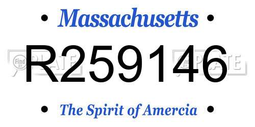 R259146 Massachusetts License Plate