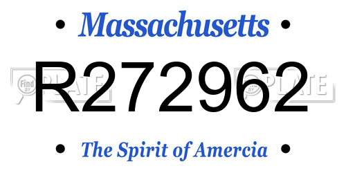 R272962 Massachusetts License Plate