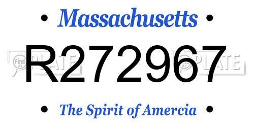 R272967 Massachusetts License Plate