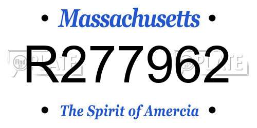 R277962 Massachusetts License Plate