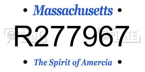 R277967 Massachusetts License Plate