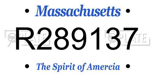 R289137 Massachusetts License Plate