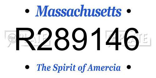 R289146 Massachusetts License Plate