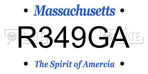 R349GA Massachusetts License Plate