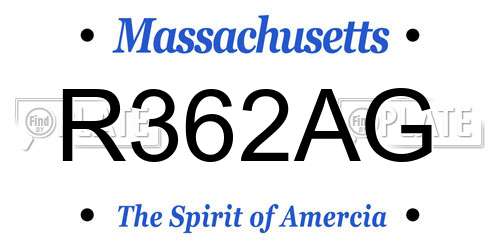 R362AG Massachusetts License Plate