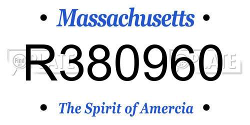 R380960 Massachusetts License Plate