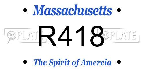 R418 Massachusetts License Plate