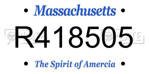 R418505 Massachusetts License Plate