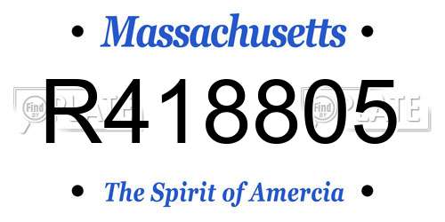 R418805 Massachusetts License Plate