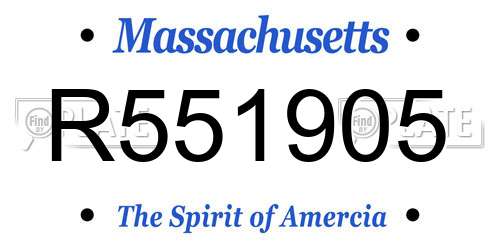 R551905 Massachusetts License Plate