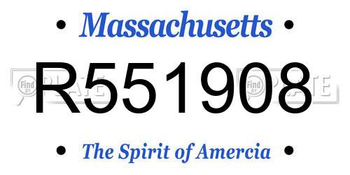 R551908 Massachusetts License Plate