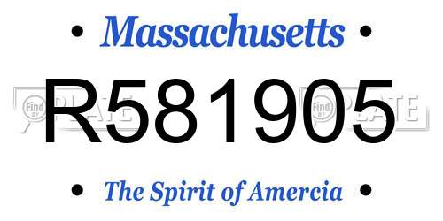 R581905 Massachusetts License Plate