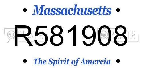 R581908 Massachusetts License Plate