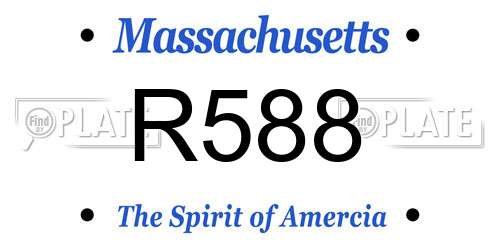 R588 Massachusetts License Plate