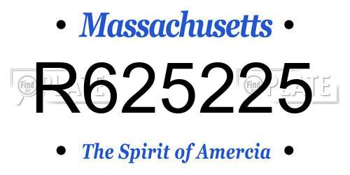 R625225 Massachusetts License Plate