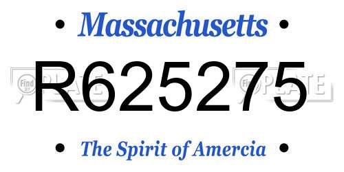 R625275 Massachusetts License Plate