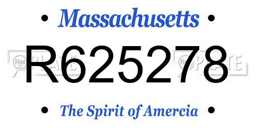 R625278 Massachusetts License Plate