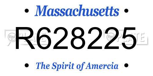 R628225 Massachusetts License Plate