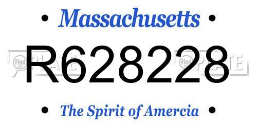 R628228 Massachusetts License Plate