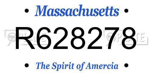R628278 Massachusetts License Plate