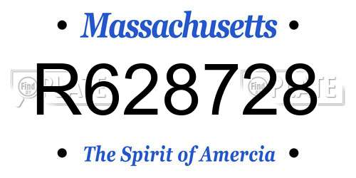 R628728 Massachusetts License Plate