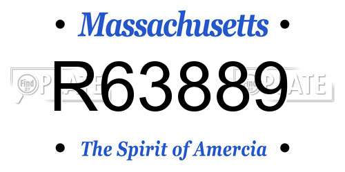R63889 Massachusetts License Plate