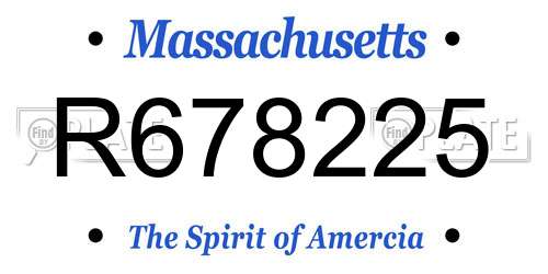 R678225 Massachusetts License Plate