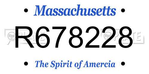 R678228 Massachusetts License Plate
