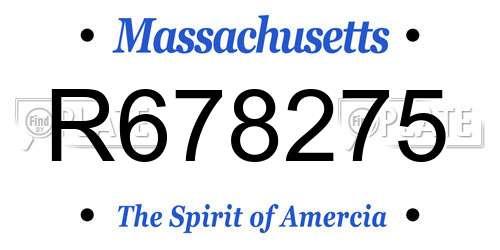 R678275 Massachusetts License Plate