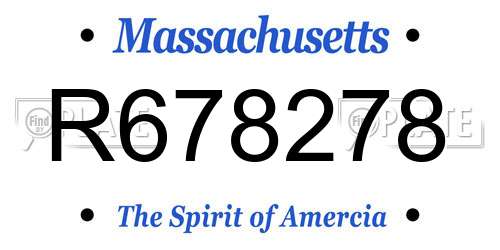 R678278 Massachusetts License Plate