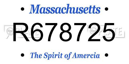 R678725 Massachusetts License Plate