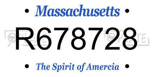 R678728 Massachusetts License Plate