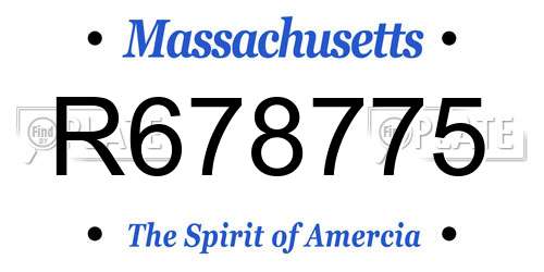 R678775 Massachusetts License Plate