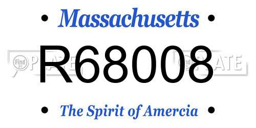 R68008 Massachusetts License Plate