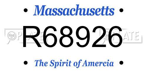 R68926 Massachusetts License Plate