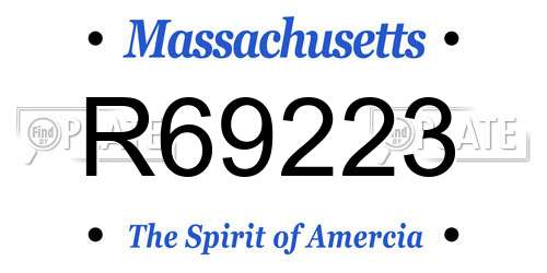 R69223 Massachusetts License Plate