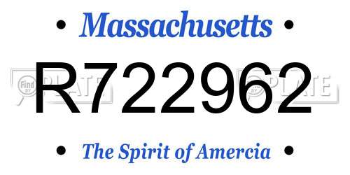 R722962 Massachusetts License Plate