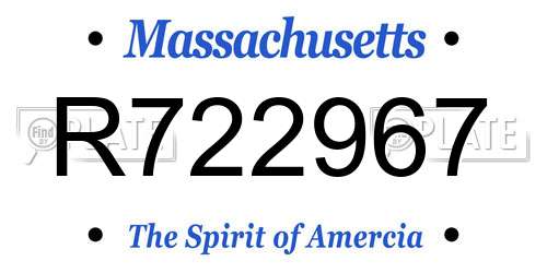 R722967 Massachusetts License Plate
