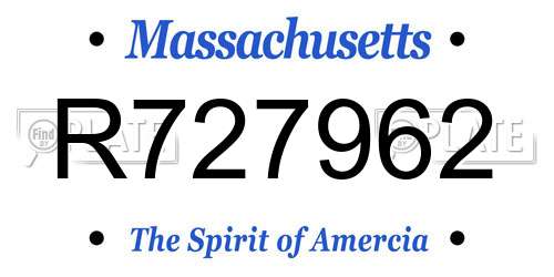R727962 Massachusetts License Plate
